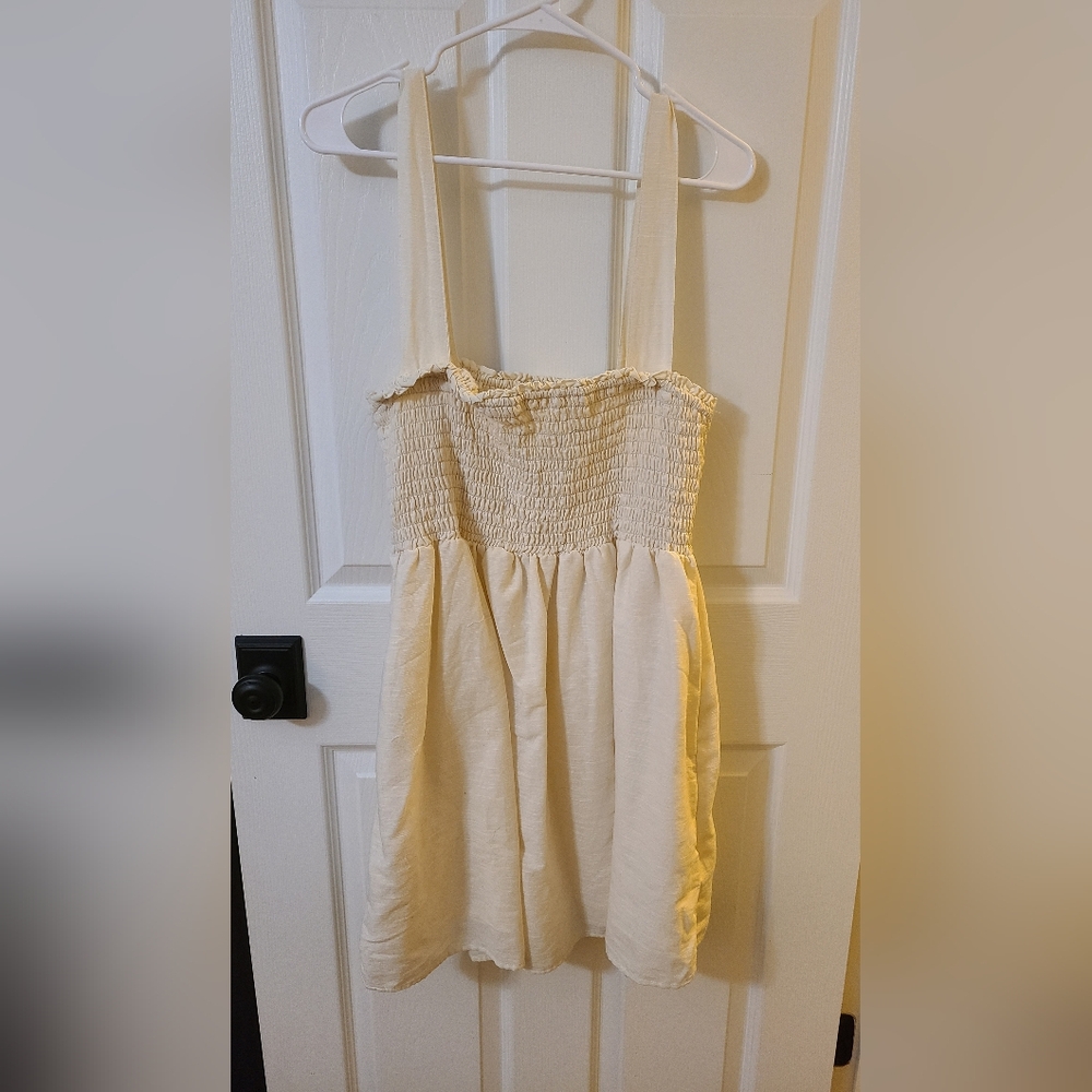 Cream Smocked Mini Dress American Eagle XL